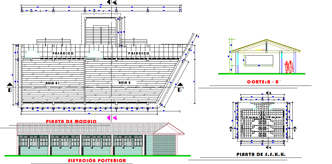 Plan, elevation and section detail dwg file