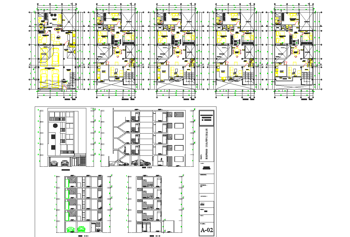 Plan, elevation and section detail dwg file