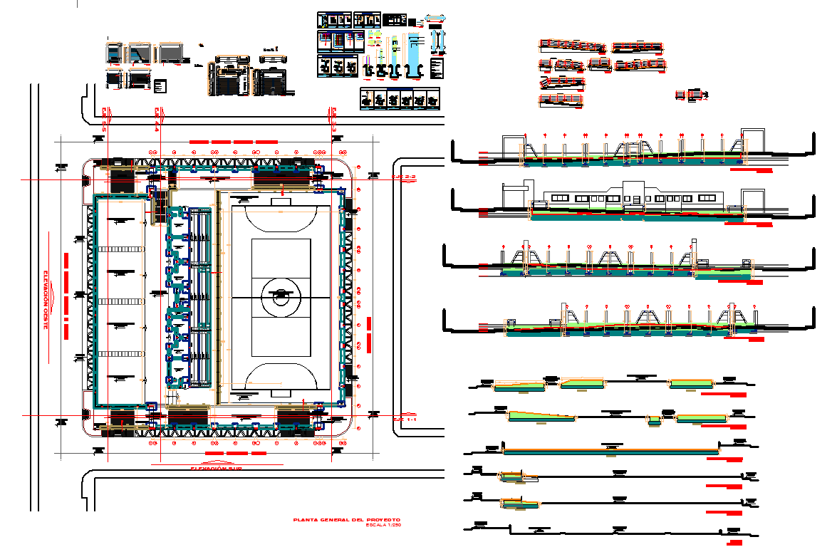 Plan, elevation and section detail dwg file