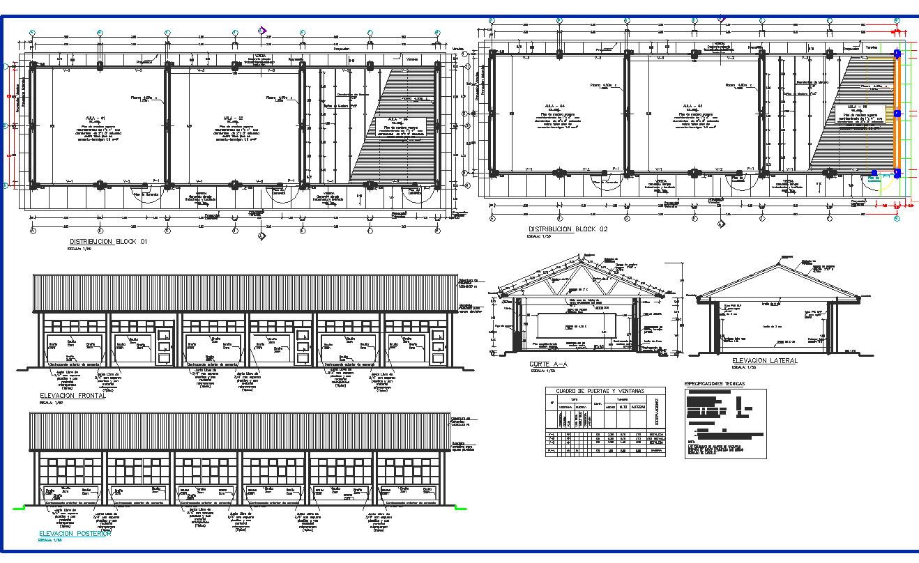 Plan, elevation and section detail dwg file