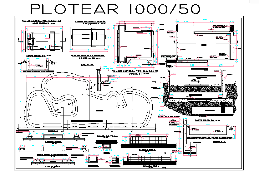 Plan, elevation and section detail dwg file