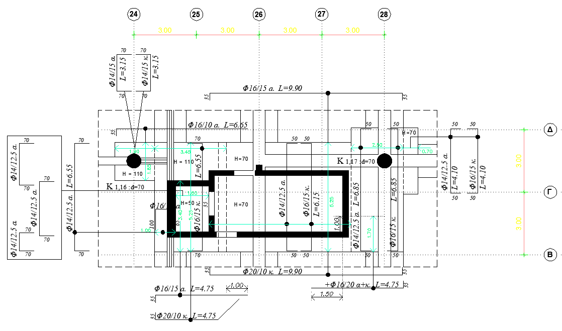 Plan Part of foundations detail dwg file