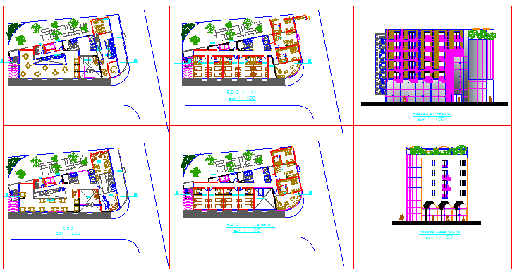 Plan and elevation design of restaurant 