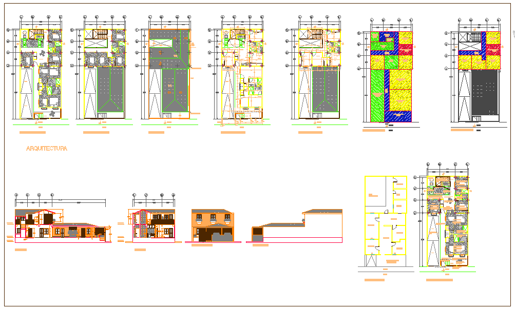 Plan and elevation design of restaurant 