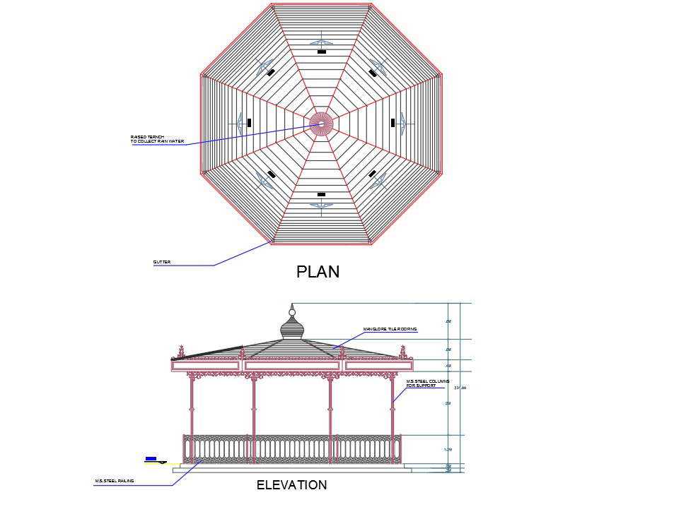 Plan and elevation detail dwg file