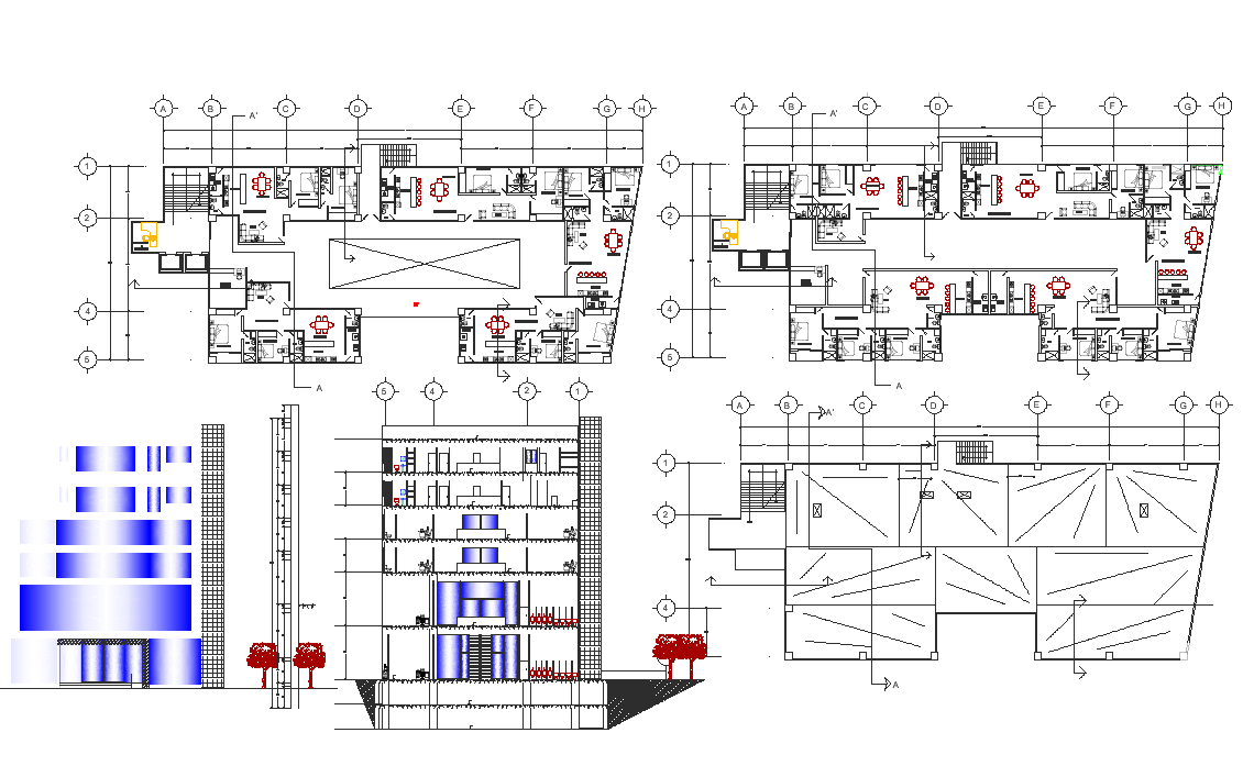 Plan and elevation detail dwg file