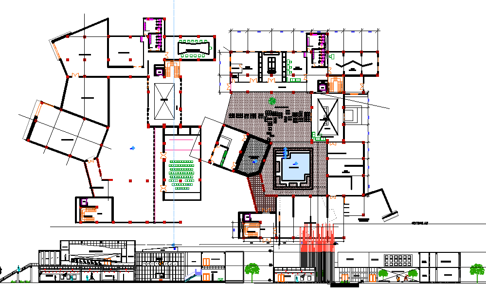 Plan and elevation detail dwg file