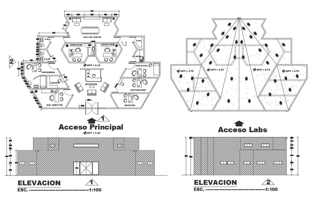 Plan and elevation detail dwg file