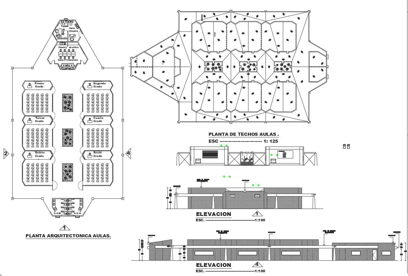 Plan and elevation detail dwg file