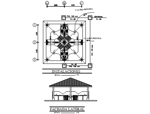 Plan and elevation detail dwg file