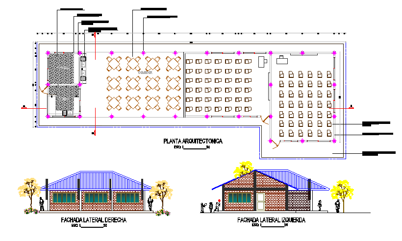 Plan and elevation detail dwg file