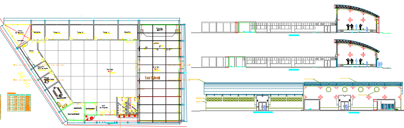 Plan and elevation detail dwg file