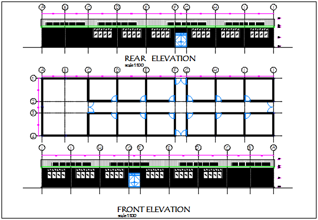 Plan and elevation detail dwg file