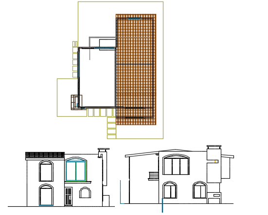 Plan and elevation house detail dwg file