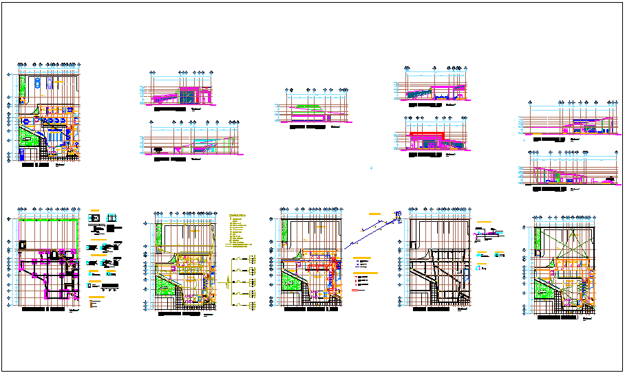 Plan and elevation of bank dwg file