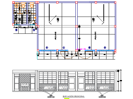 Plan and elevation plan detail dwg file