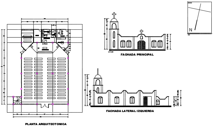 Plan and elevation temple detail dwg file