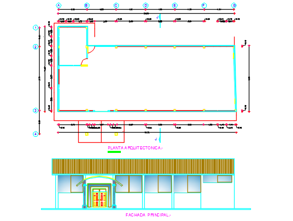 Plan and elevation working plan detail dwg file