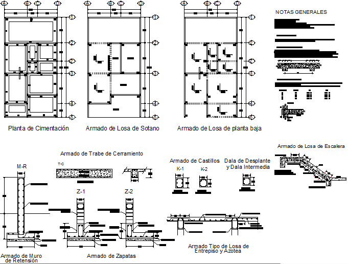 Plan and foundation section detail dwg file