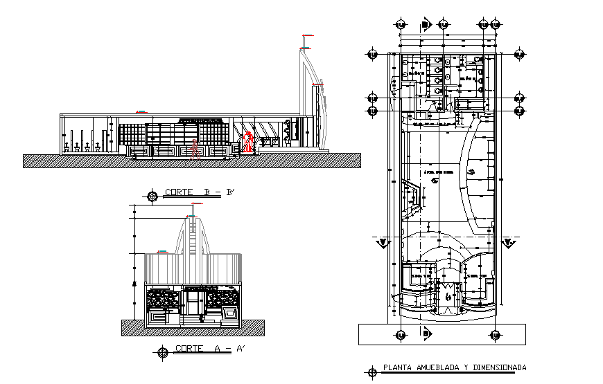 Plan and section center line plan detail dwg file