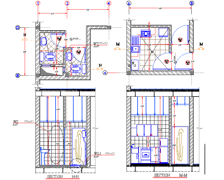 Plan and section detail dwg file
