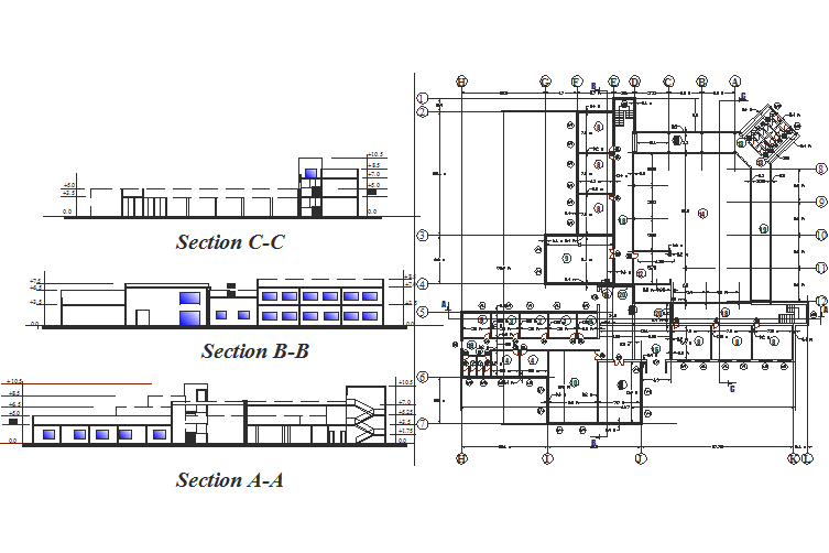 Plan and section detail dwg file