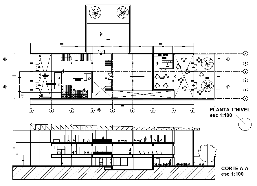 Plan and section detail dwg file