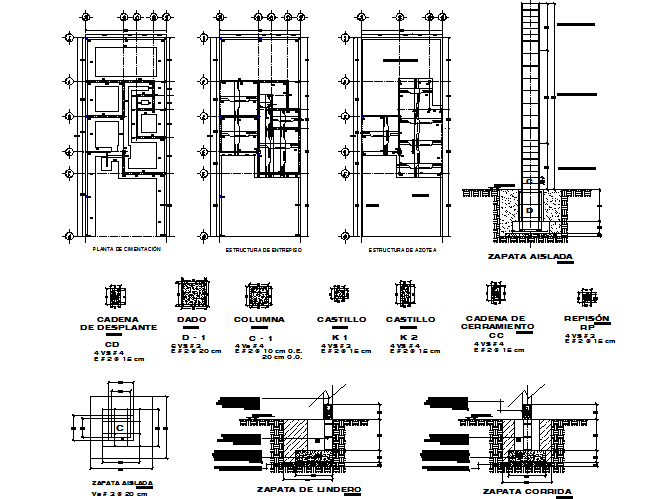 Plan and section detail dwg file