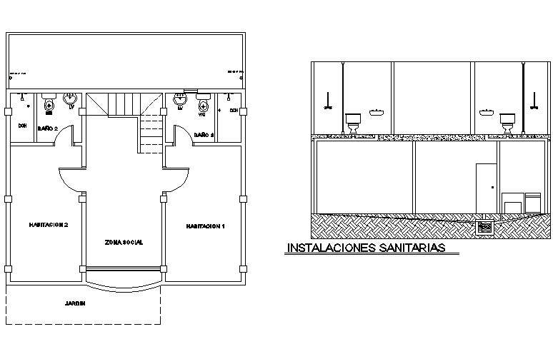 Plan and section health plan detail dwg file