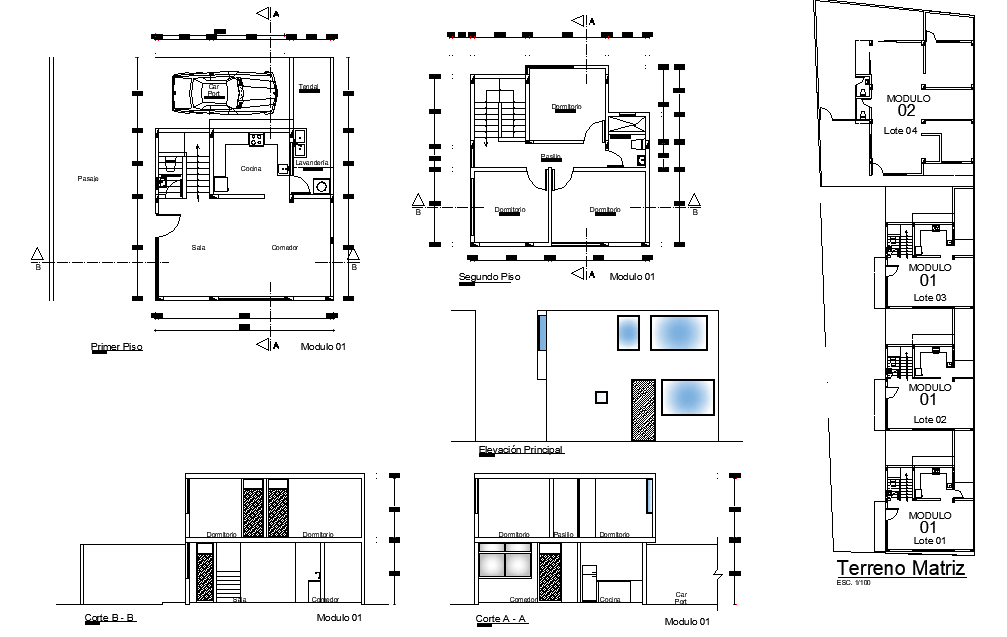 Plan and section living place detail dwg file