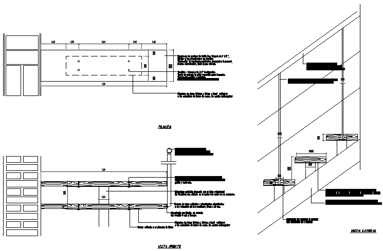 Plan and section stair detail dwg file