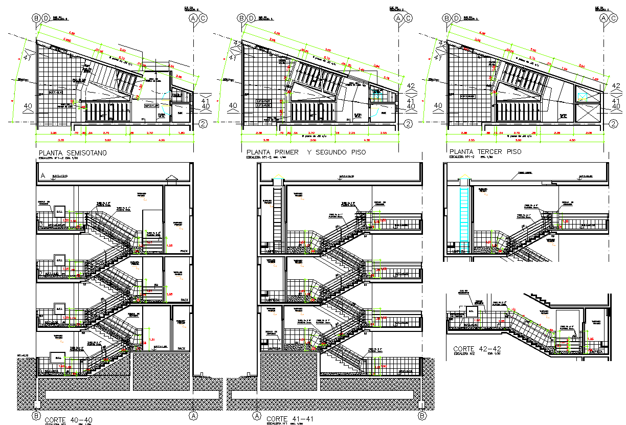 Plan and section working plan detail dwg file
