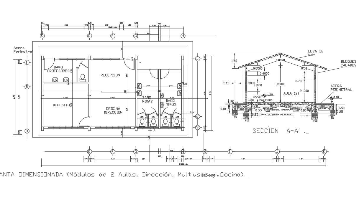 Plan and section working plan detail dwg file