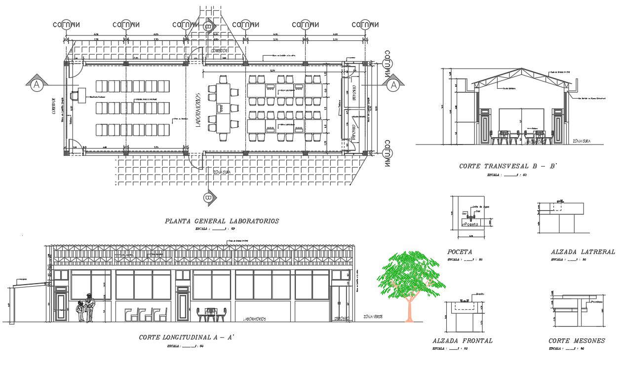 Plan and section working plan detail dwg file