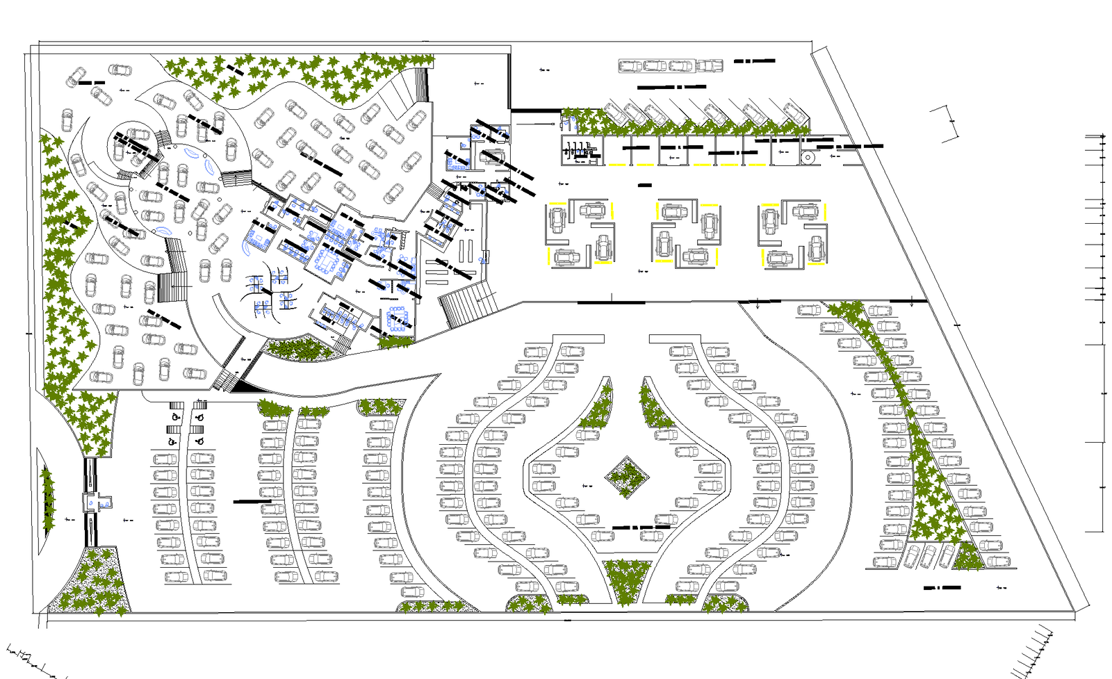 Plan for auto-mobile dealership store detail dwg file.