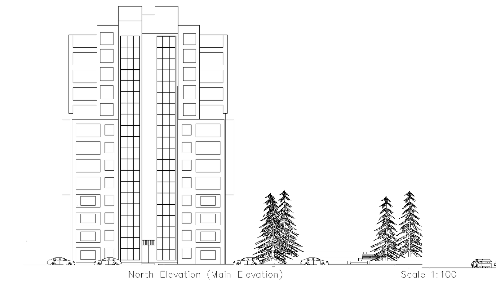 Plan for high rise building detail dwg file,