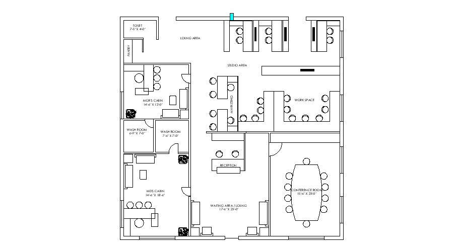 Admin Office Plan In DWG File