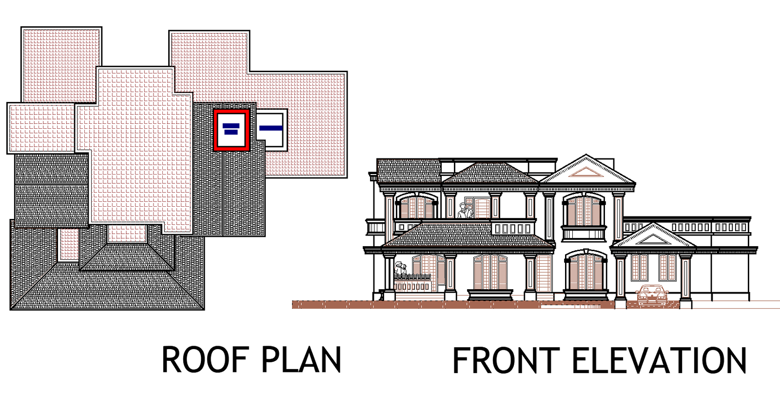 Plan of a bungalow detail dwg file,