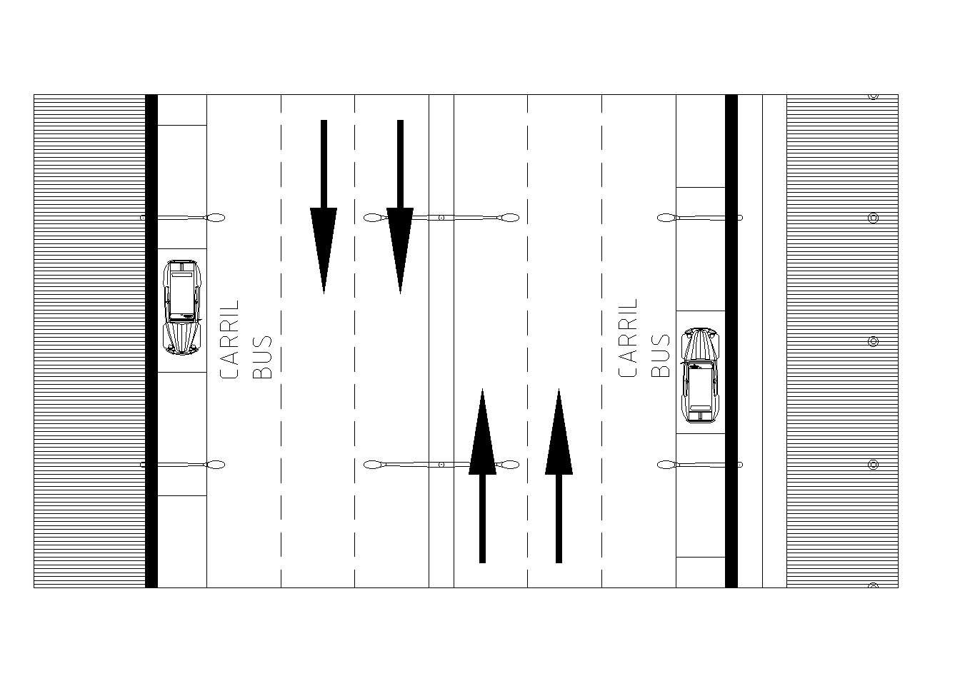 Plan of a road section detailed dwg.