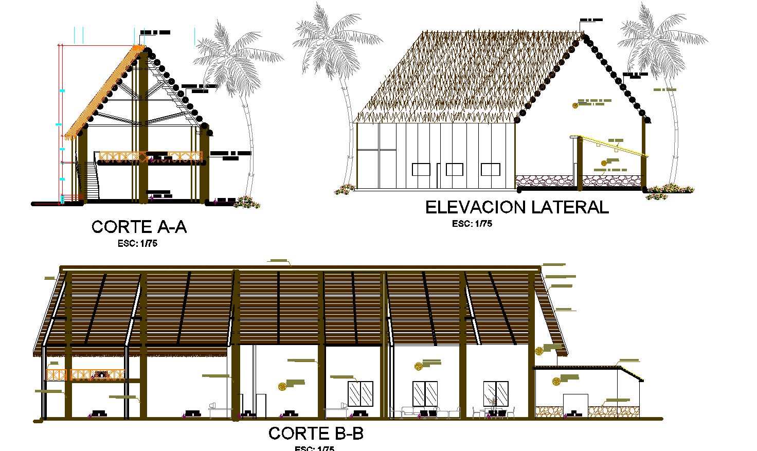 Plan of an ecological resort detail dwg file,