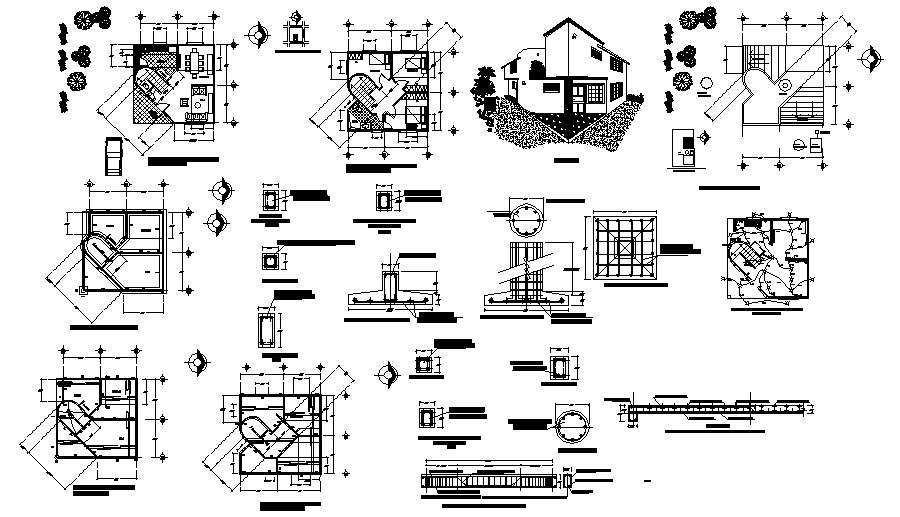 Semi Detached Floor Plans In DWG File