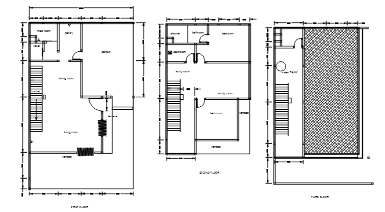 Plan of the house with detail dimension in AutoCAD