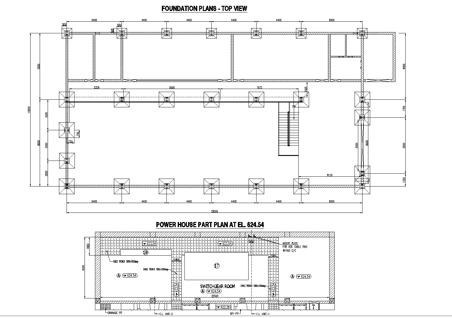 Plan of the powerhouse detail dwg file.