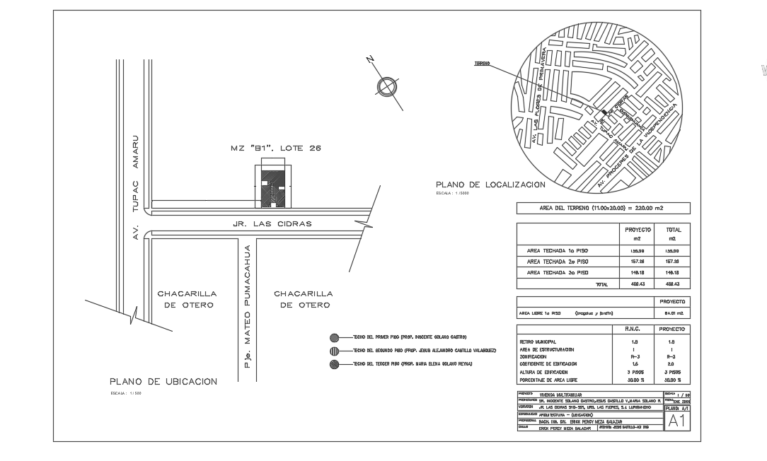 Plan three-storey multi family