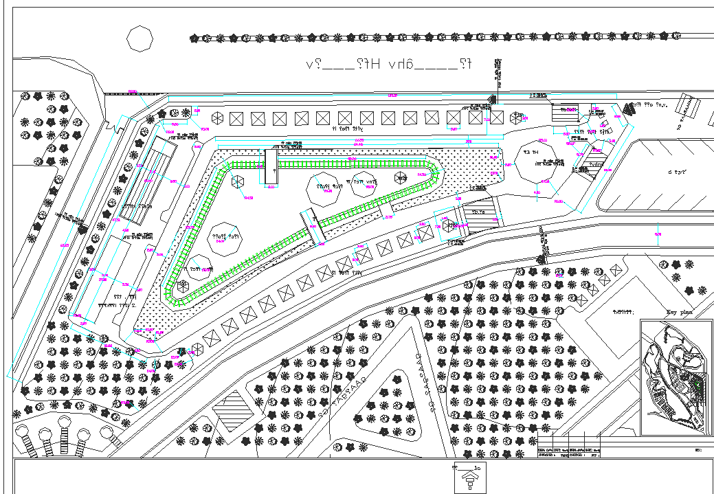 Plan view detail urban park dwg file