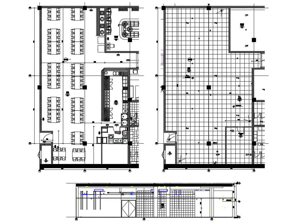 Plan, interior elevation, staff dinning room details of the hotel building is given in the 2D Autocad dwg drawing file. Download the Autocad DWG drawing file.