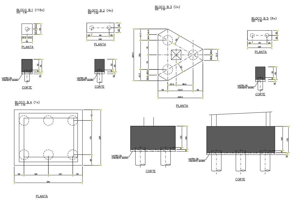   Plan of Shape block for piles details were given in the 2D Autocad DWG drawing file.  Download the Autocad DWG file.