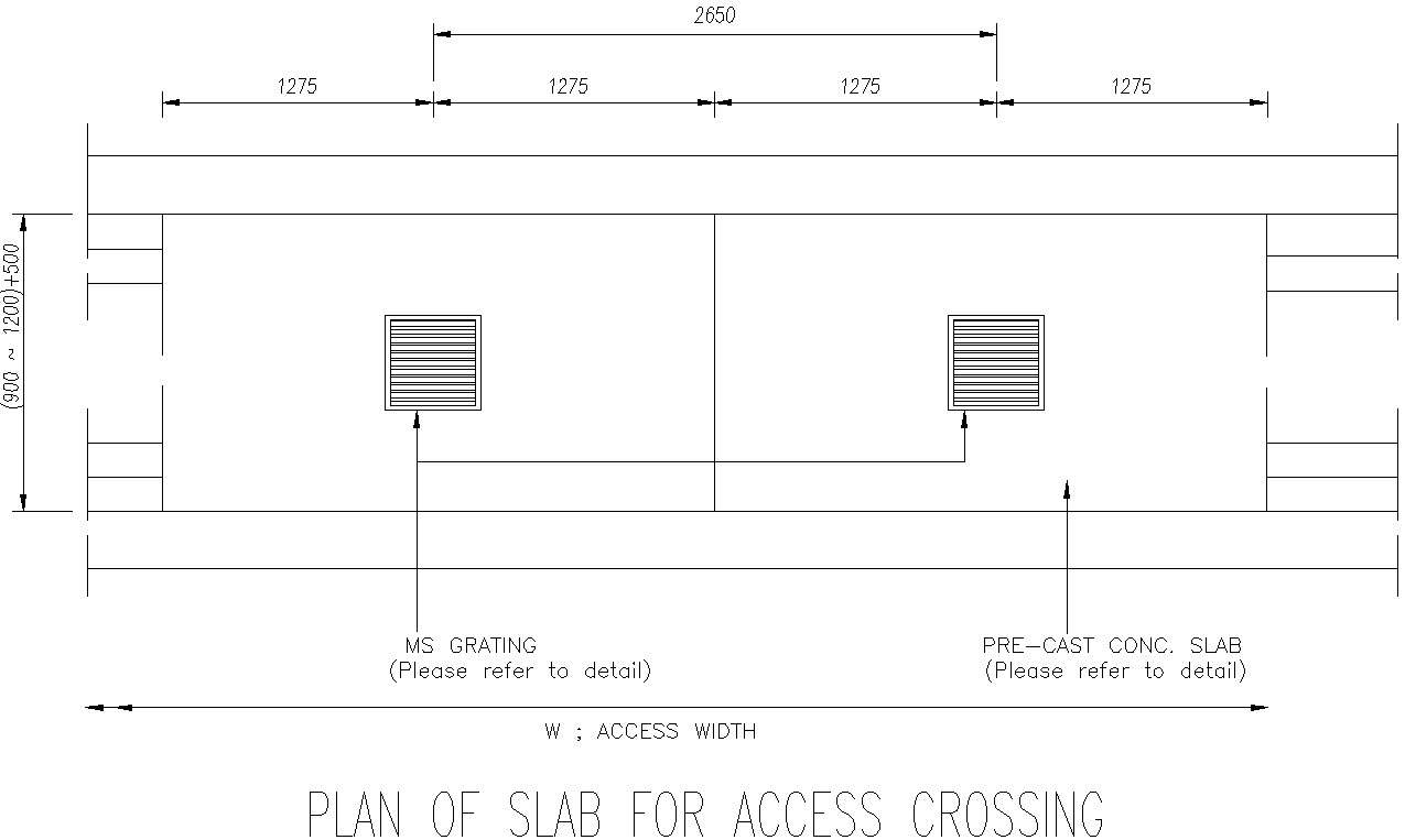 Plan of  slab for access crossing 