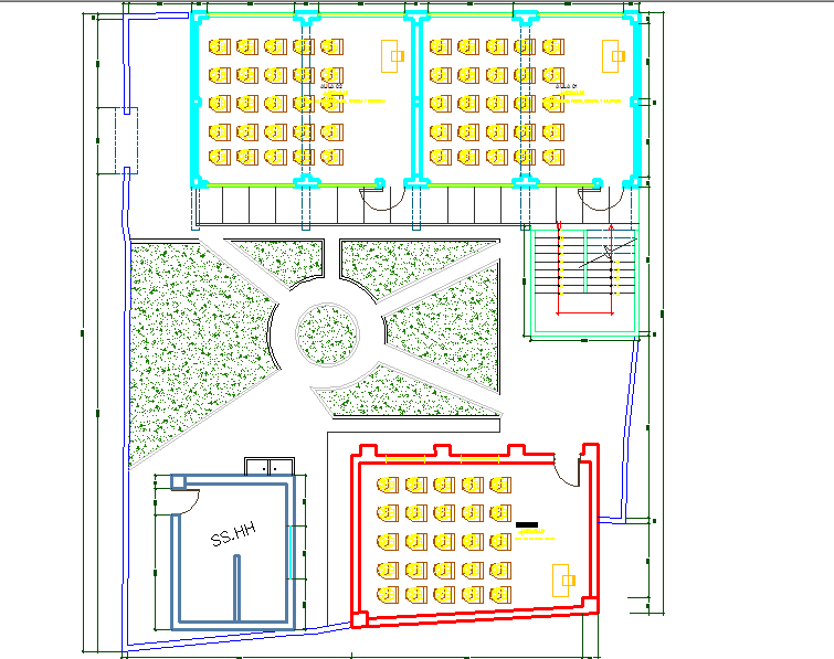 Play court area of college dwg file