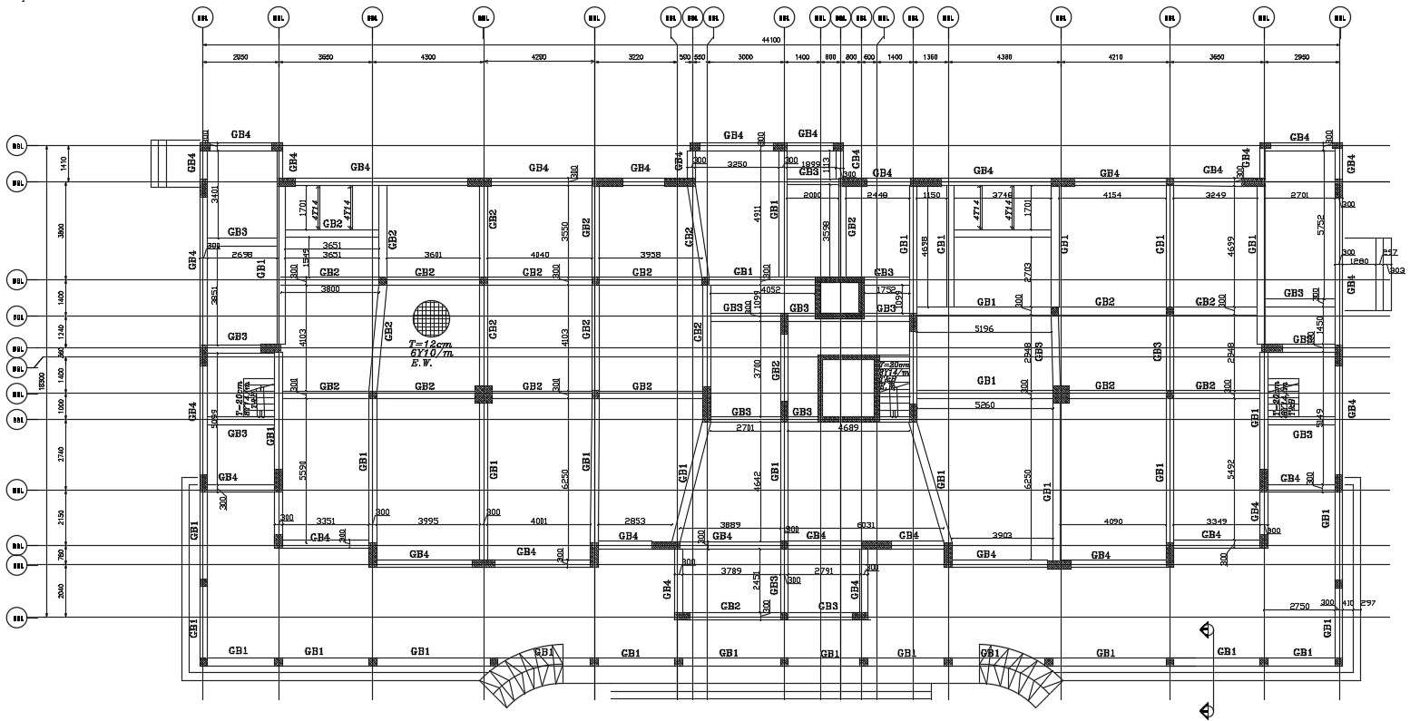 Plinth Beam Design 2d AutoCAD Drawing 